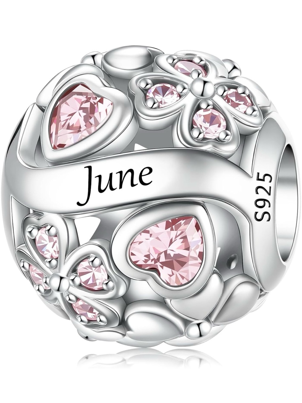 925 Sterling Silve Lucky Birthstone Charm for Bracelets,